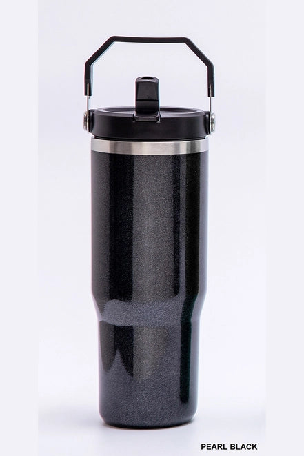 Pearl Black Flip Straw Tumbler 30 oz