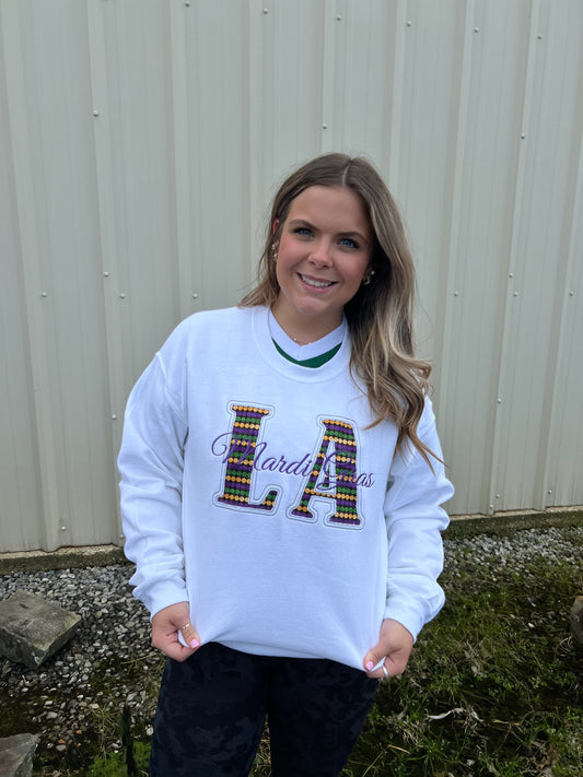 Mardi Gras Reverse Applique Sweatshirt