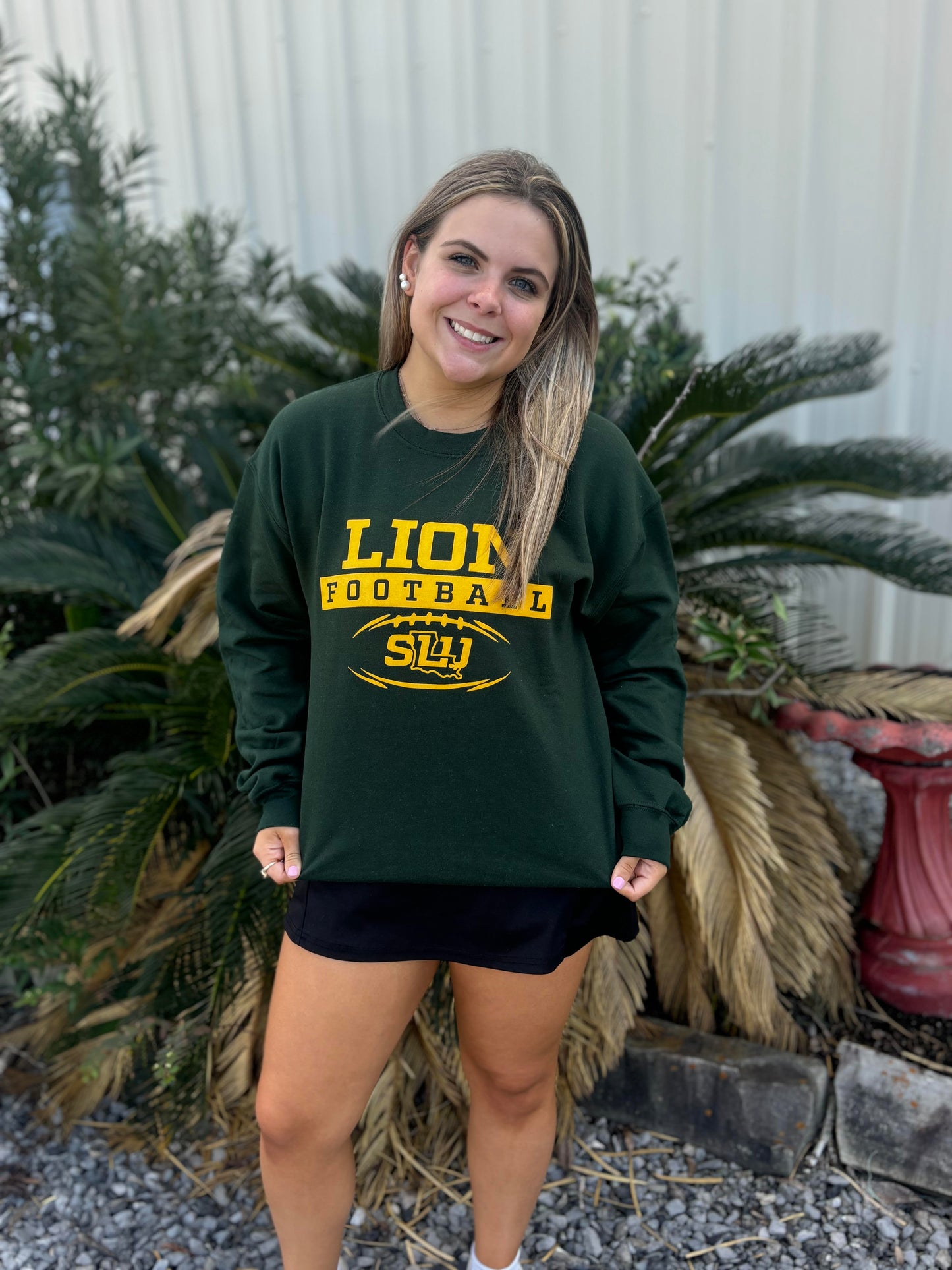 Lions Football Sweatshirt- Yellow Print